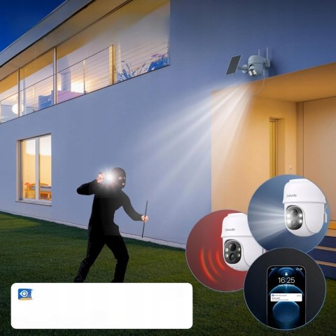 Cinnado Kamera Solarna 2K Bezprzewodowa 360° PIR Noktowizor Alexa CCTV HD+
