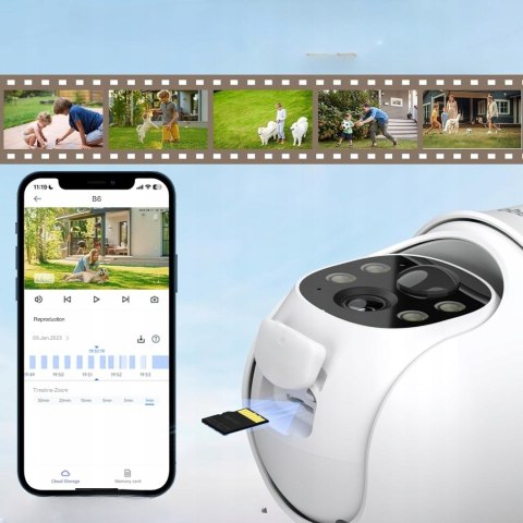 Cinnado Kamera Solarna 2K Bezprzewodowa 360° PIR Noktowizor Alexa CCTV HD+