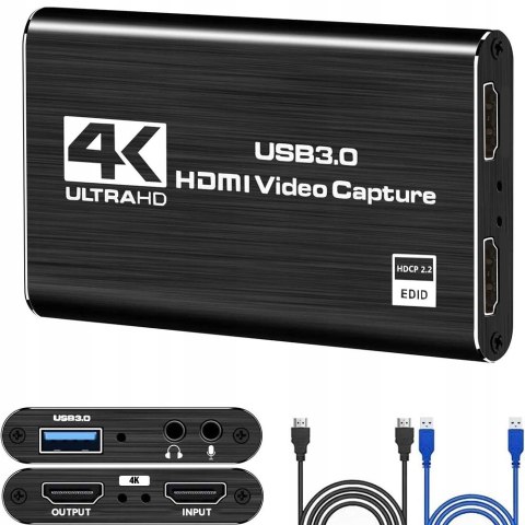 NAGRYWARKA OBRAZU GRABBER HDMI 4K VIDEO NA USB 3.0 DO PC LAPTOPA KARTA