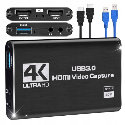 NAGRYWARKA OBRAZU GRABBER HDMI 4K VIDEO NA USB 3.0 DO PC LAPTOPA KARTA
