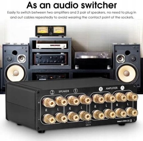 Podwójny analogowy przełącznik audio, VU-metr, 2-drożny Douk audio