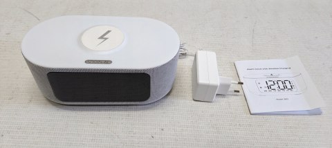 Radiobudzik Rafio FM Budzik Zegar Ładowarka Indukcyjna QI Lampka Nocna RGB