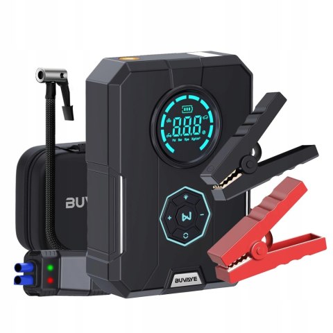 BUVAYE Przenośny Rozrusznik Samochodowy Powerbank 150PSI 2000A LED LCD