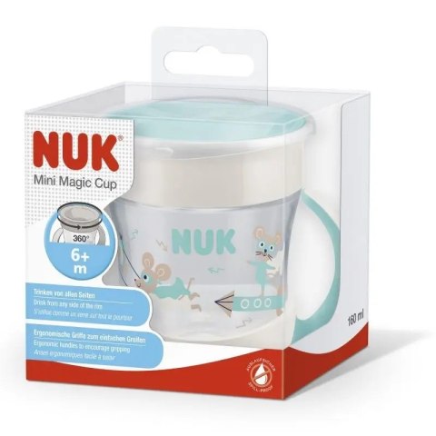 Kubek do nauki picia NUK niekapek 360° turkusowy 160 ml z uchwytami
