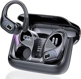 Sportowe, bezprzewodowe słuchawki douszne Bluetooth 5.4 z 3D HiFi czarne