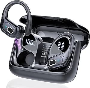 Sportowe, bezprzewodowe słuchawki douszne Bluetooth 5.4 z 3D HiFi czarne