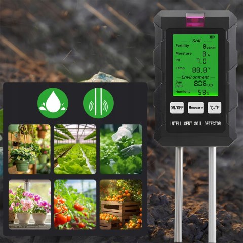 Miernik pH gleby Tester 6 w 1 pH, temperatura gleby, podłoża
