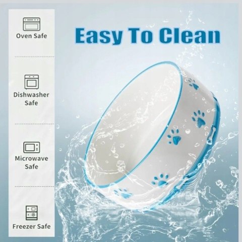 Miska Ceramiczna dla Psa Kota Stojak 2x300ml Biała