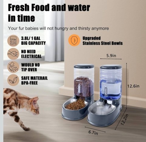 Zestaw dwóch misek do karmienia DOZOWNIK KARMY hipidog plastik 3800 ml